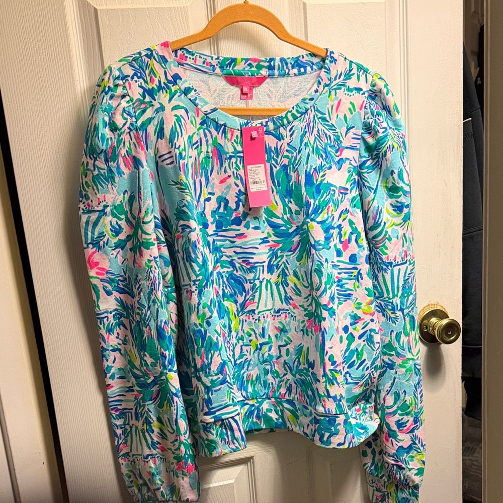 Lilly Pulitzer Colorful Floral Puff Sleeve Top